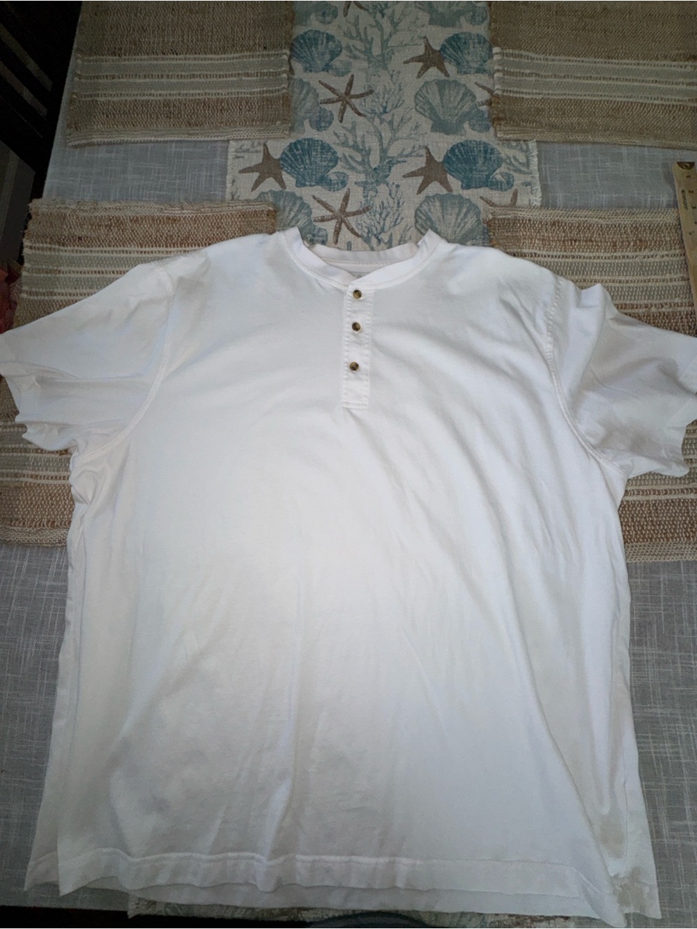 L.L. Bean Men's Henley Shirt, Short-Sleeve, White, Traditional Fit, XXL